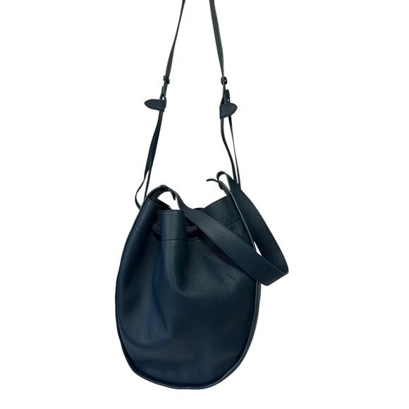 The Row XL Drawstring Bucket Bag in Marine Blue Pebbled Leather - Picture 3 of 16